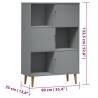 MOLDE Grey Bookcase 90x35x133.5 cm - Solid Pine Wood