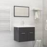 2 Piece Bathroom Furniture Set High Gloss Grey Engineered Wood Colour high gloss grey Number of 1 Number of Pieces 