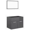 2 Piece High Gloss Grey Bathroom Furniture Set | HipoMarket