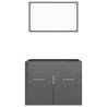 2 Piece High Gloss Grey Bathroom Furniture Set | HipoMarket