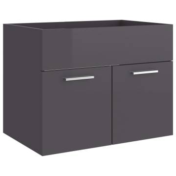 2 Piece High Gloss Grey Bathroom Furniture Set | HipoMarket