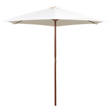 Elegance Meets Durability: Cream White Wooden Parasol 270x270 cm