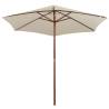 Elegance Meets Durability: Cream White Wooden Parasol 270x270 cm