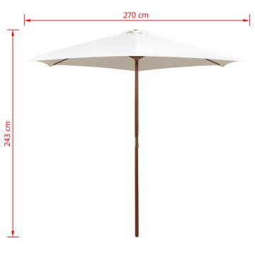 Elegance Meets Durability: Cream White Wooden Parasol 270x270 cm