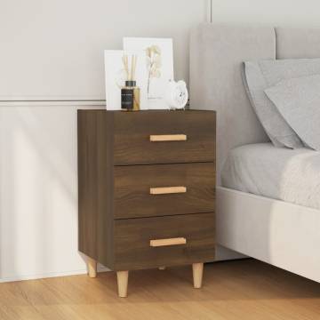 Elegant Brown Oak Bedside Cabinet - 40x40x66 cm