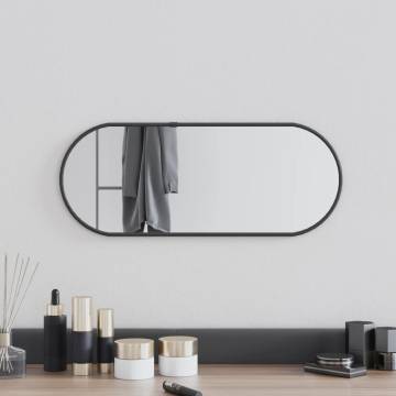 Black Oval Wall Mirror 50x20 cm - Minimalistic Decor