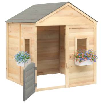 Playhouse with Lockable Door & Flower Pots | Solid Wood Fir