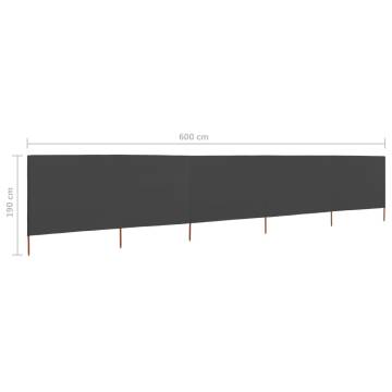 5-Panel Wind Screen Fabric 600x160 cm - Anthracite