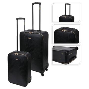 ProWorld 2 Piece Suitcase Set - Stylish Croco Design Black