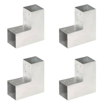 Post Connectors 4 pcs L Shape Galvanised Metal | HipoMarket