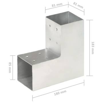 Post Connectors 4 pcs L Shape Galvanised Metal | HipoMarket