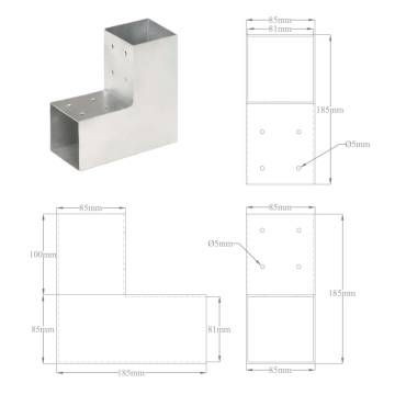 Post Connectors 4 pcs L Shape Galvanised Metal | HipoMarket