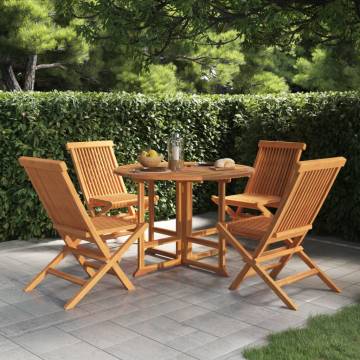 5 Piece Folding Outdoor Dining Set - Solid Wood Teak