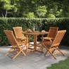 5 Piece Folding Outdoor Dining Set Solid Wood Teak Model without armrest Shape round Number of 5 