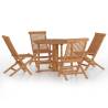 5 Piece Folding Outdoor Dining Set - Solid Wood Teak