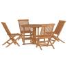 5 Piece Folding Outdoor Dining Set - Solid Wood Teak