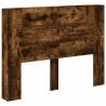 Stylish Headboard Cabinet with LED - Smoked Oak 140x16.5 cm