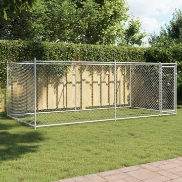 Durable Galvanised Steel Dog Cage with Door - 4x2x1.5m Grey