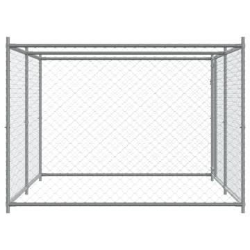 Durable Galvanised Steel Dog Cage with Door - 4x2x1.5m Grey