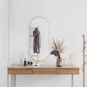 Gold Oval Wall Mirror 100x45 cm - Minimalistic Decor