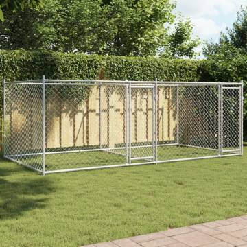 Durable Grey Dog Cage with Doors - 4x2x1.5m Galvanised Steel