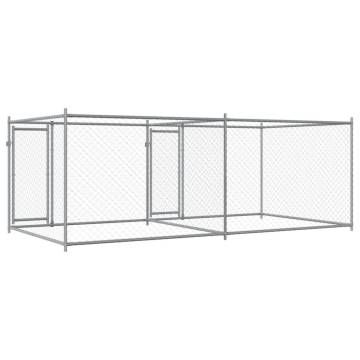 Durable Grey Dog Cage with Doors - 4x2x1.5m Galvanised Steel