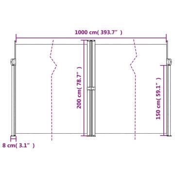 Retractable Side Awning Brown 200x1000 cm - Hipomarket