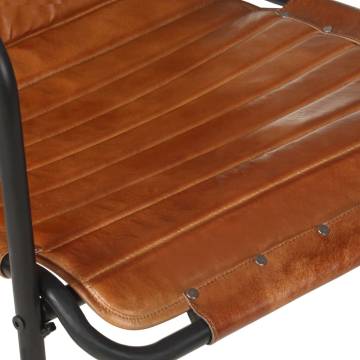 Relaxing Armchair with Footrest - Brown Real Leather