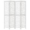 Elegant 4-Panel White Room Divider | Solid Wood Paulownia