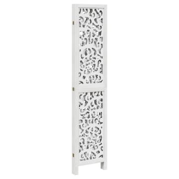 Elegant 4-Panel White Room Divider | Solid Wood Paulownia