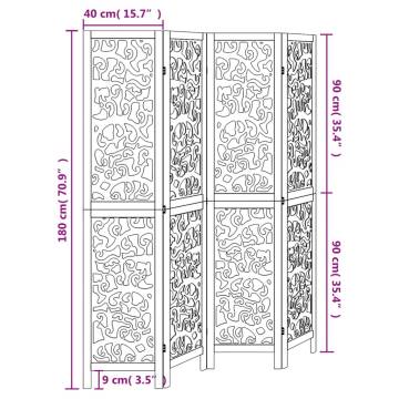 Elegant 4-Panel White Room Divider | Solid Wood Paulownia