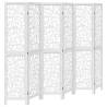 Elegant 6 Panel White Room Divider - Solid Paulownia Wood