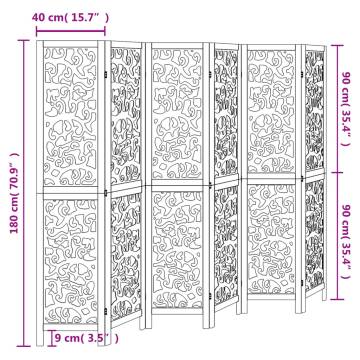 Elegant 6 Panel White Room Divider - Solid Paulownia Wood