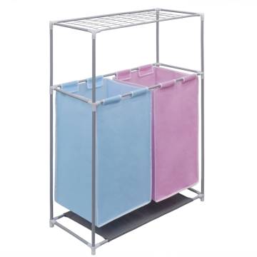 2-Section Laundry Sorter Hamper with Top Shelf - Hipomarket