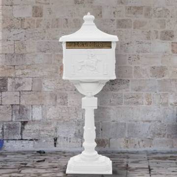 Vintage Aluminium Pedestal Letterbox - Rustproof White