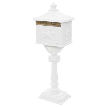 Vintage Aluminium Pedestal Letterbox - Rustproof White