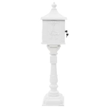 Vintage Aluminium Pedestal Letterbox - Rustproof White