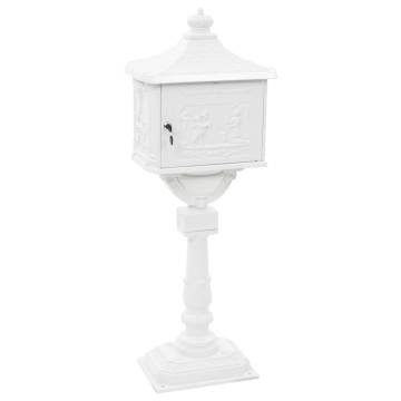 Vintage Aluminium Pedestal Letterbox - Rustproof White