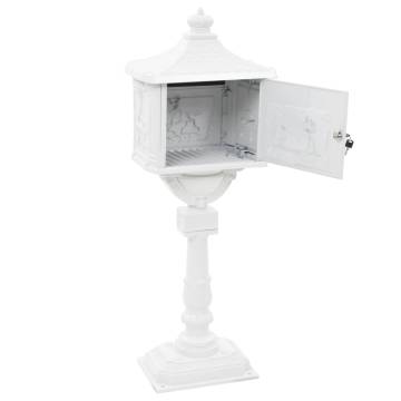 Vintage Aluminium Pedestal Letterbox - Rustproof White