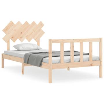 Solid Wood Bed Frame with Headboard - 100x200 cm | HipoMarket