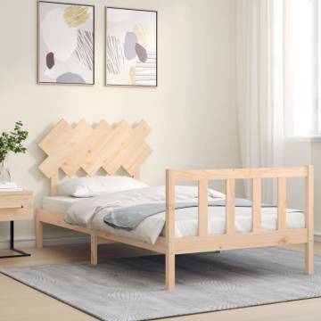 Solid Wood Bed Frame with Headboard - 100x200 cm | HipoMarket