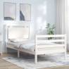 Bed Frame with Headboard White Small Single Solid Wood Colour white Size 75 x 190 cm 