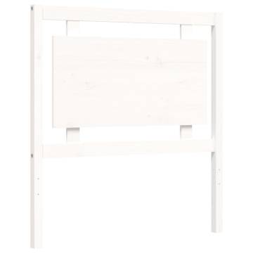 White Small Single Bed Frame with Headboard - Solid Wood