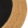 Braided Black & Natural Area Rug - 180 cm Jute & Cotton