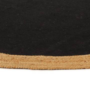 Braided Black & Natural Area Rug - 180 cm Jute & Cotton