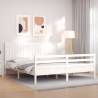 Bed Frame with Headboard White Super King Size Solid Wood Colour white Size 180 x 200 cm 