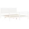 White Super King Size Bed Frame with Headboard - Solid Wood