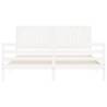 White Super King Size Bed Frame with Headboard - Solid Wood