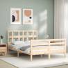 Bed Frame with Headboard Double Solid Wood Colour natural Size 135 x 190 cm 