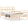 Bed Frame with Headboard - Double Solid Wood | Hipomarket